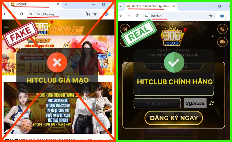 Bí Kíp Vàng Cách Phân Biệt Website HitClub Thật Và Giả Siêu Dễ 2 Link thật Hit.Club không yêu cầu nhập mật khẩu hay OTP ở các trang trung gian, còn link giả Hit.Club thường tạo form giả mạo.
